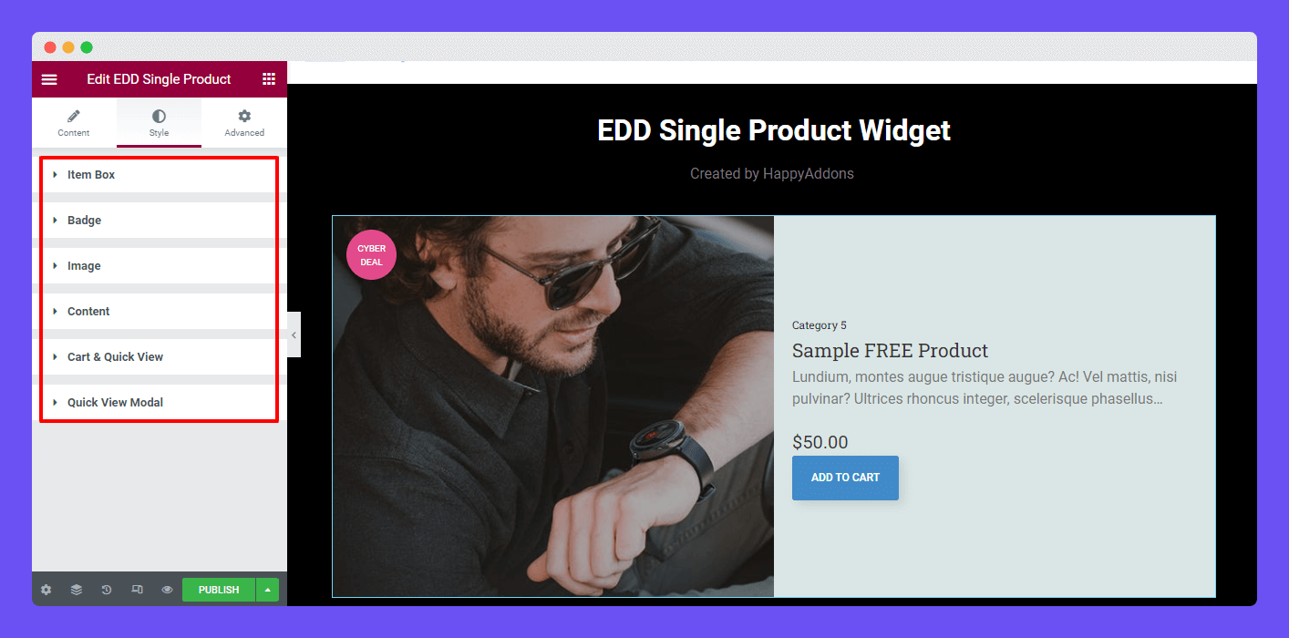 EDD Single Product 7 Style Options of EDD Single Product Widget
