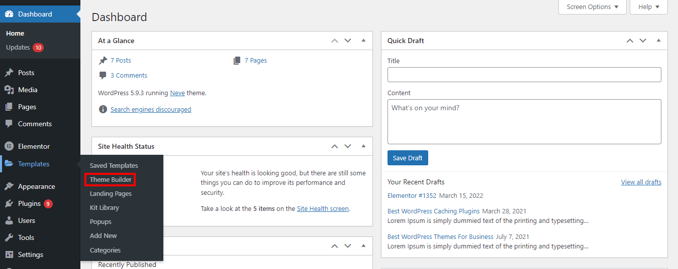 How to Edit Footer in Elementor and Create it 13 Go to Elementor Theme Builder