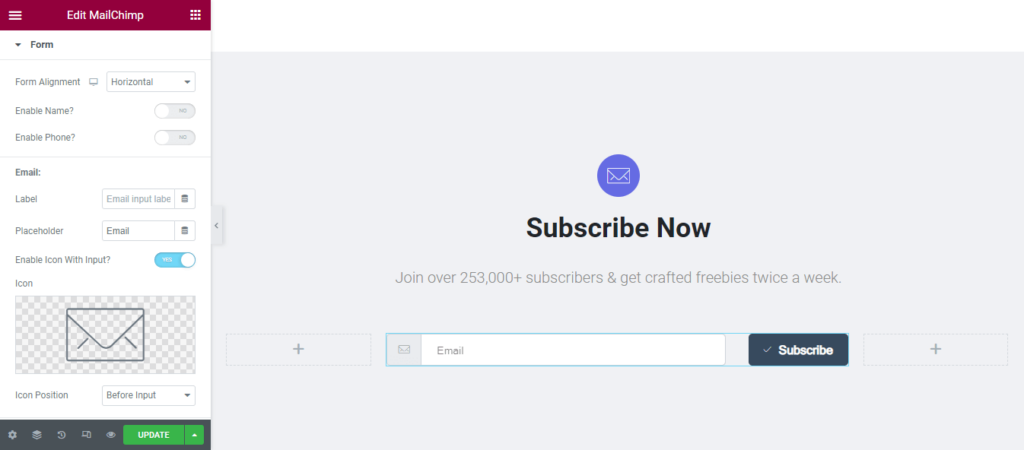 Happy Addons’ MailChimp Form Widget: Easy Way To Add a Subscription Form to Your Website for Free! 6 Manage Form Content