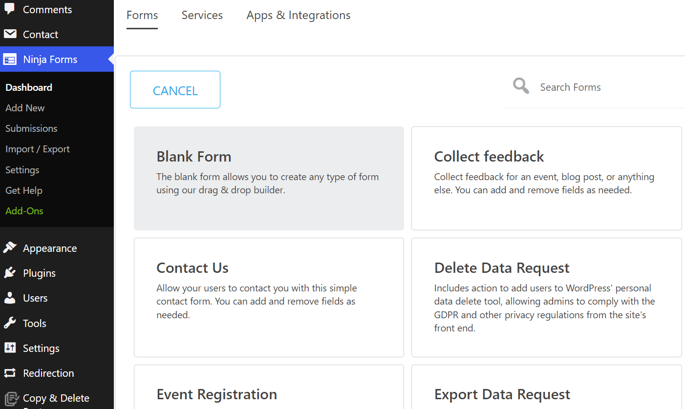 Contact Form 7 vs Ninja Forms: A Detailed Comparison 6 Ninja forms templates