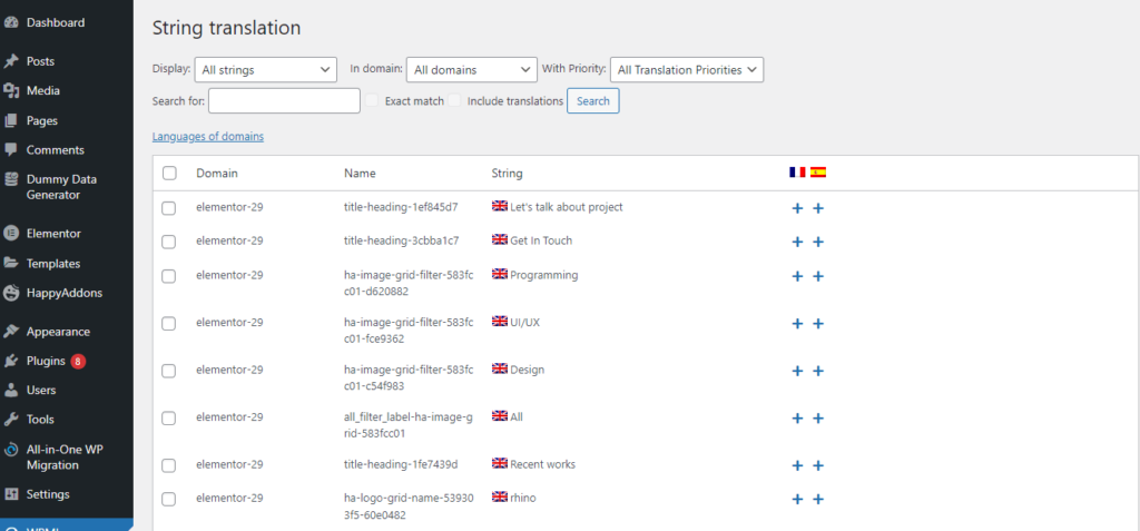 WPML Support for HappyAddons Free & Pro 14 Select strings