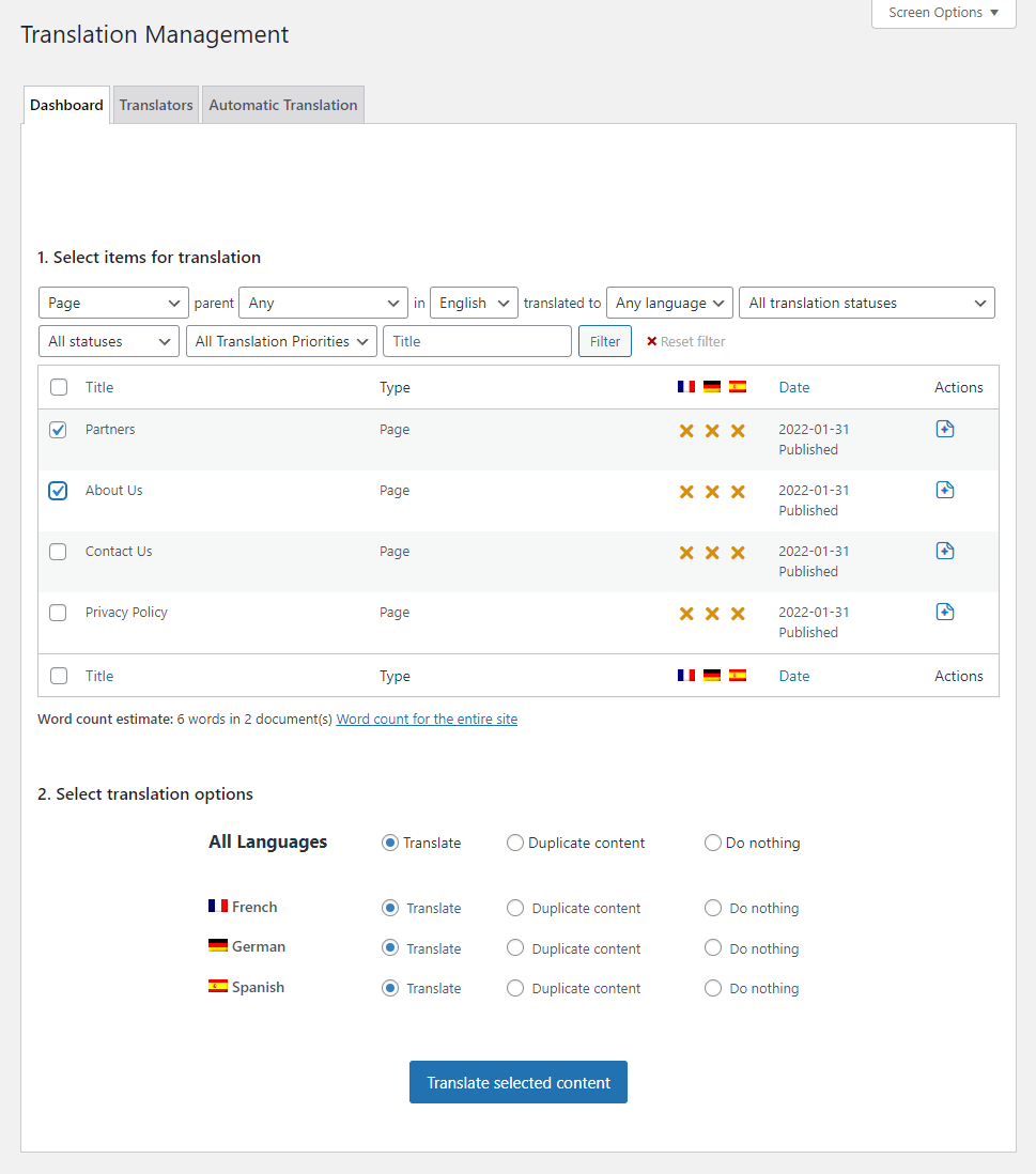 WPML Support for HappyAddons Free & Pro 11 Select multiple pages for translating