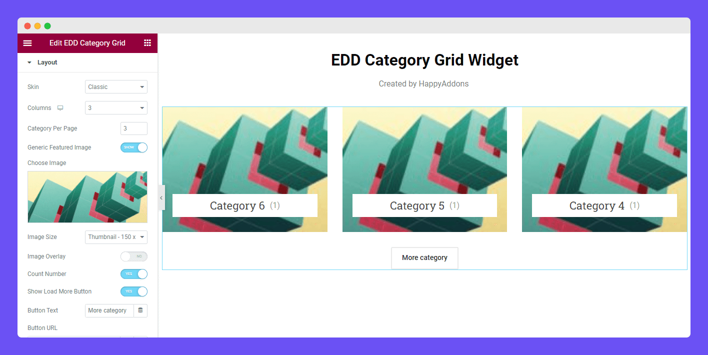 EDD Category Grid 3 Content Layout Settings