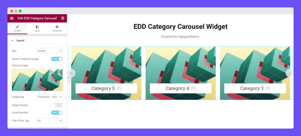 EDD Category Carousel 3 Content layout other settings