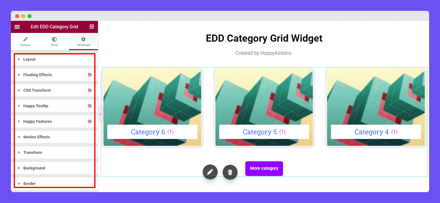 EDD Category Grid 12 Elementor Advanced Settings
