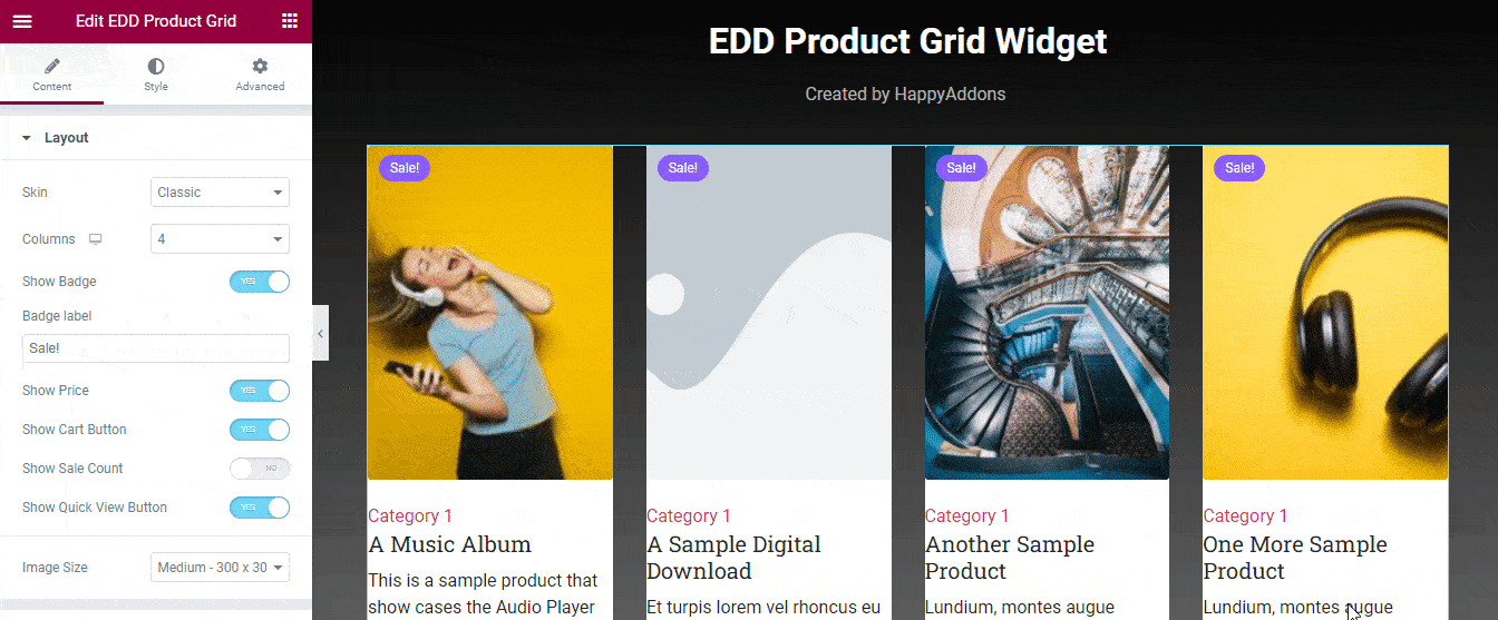 EDD Product Grid 3 Set layout Skins
