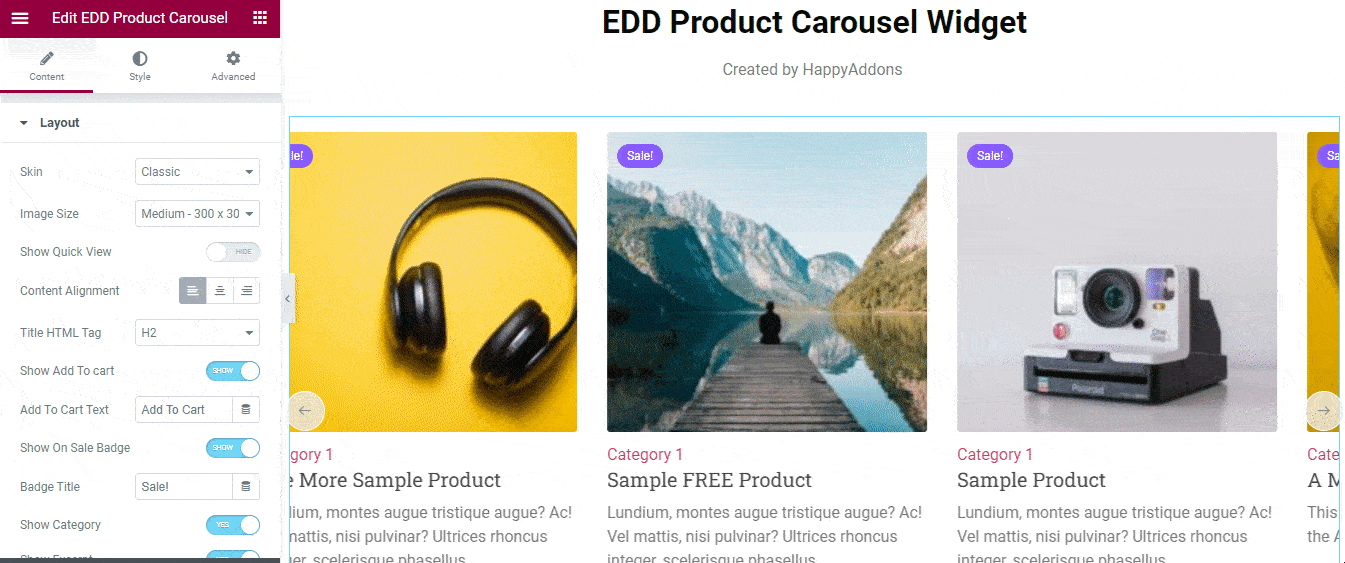 EDD Product Carousel 3 Set Layouts Skins