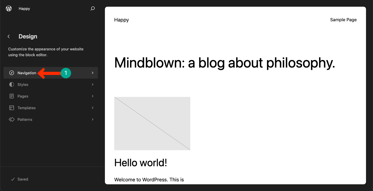 How to Add A Search Bar in WordPress within Minutes 13 Open the Navigation option on the theme editor