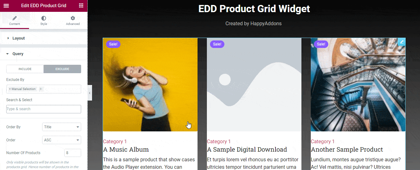 EDD Product Grid 6 Query Exclude