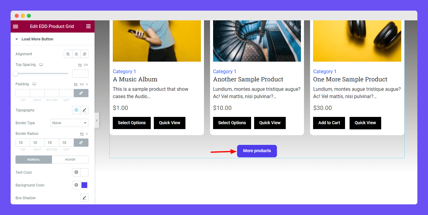 EDD Product Grid 15 Style Load More Button