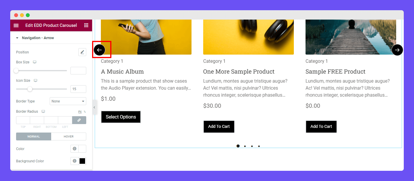 EDD Product Carousel 13 Style Navigation Arrow