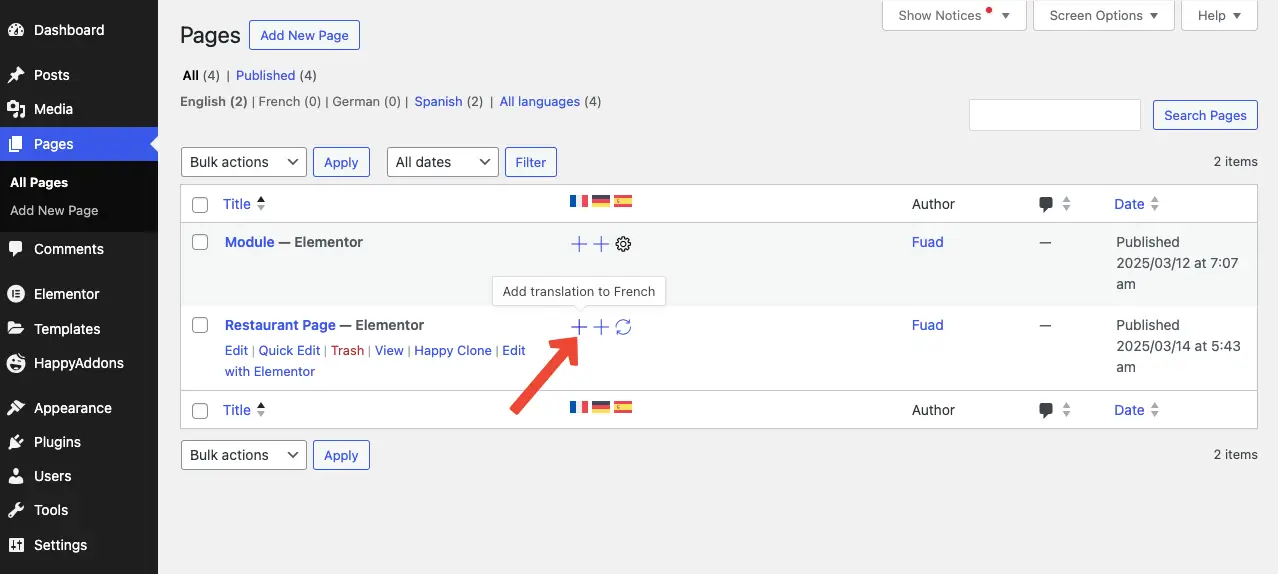 WPML Support for HappyAddons Free & Pro 10 Add more translating language