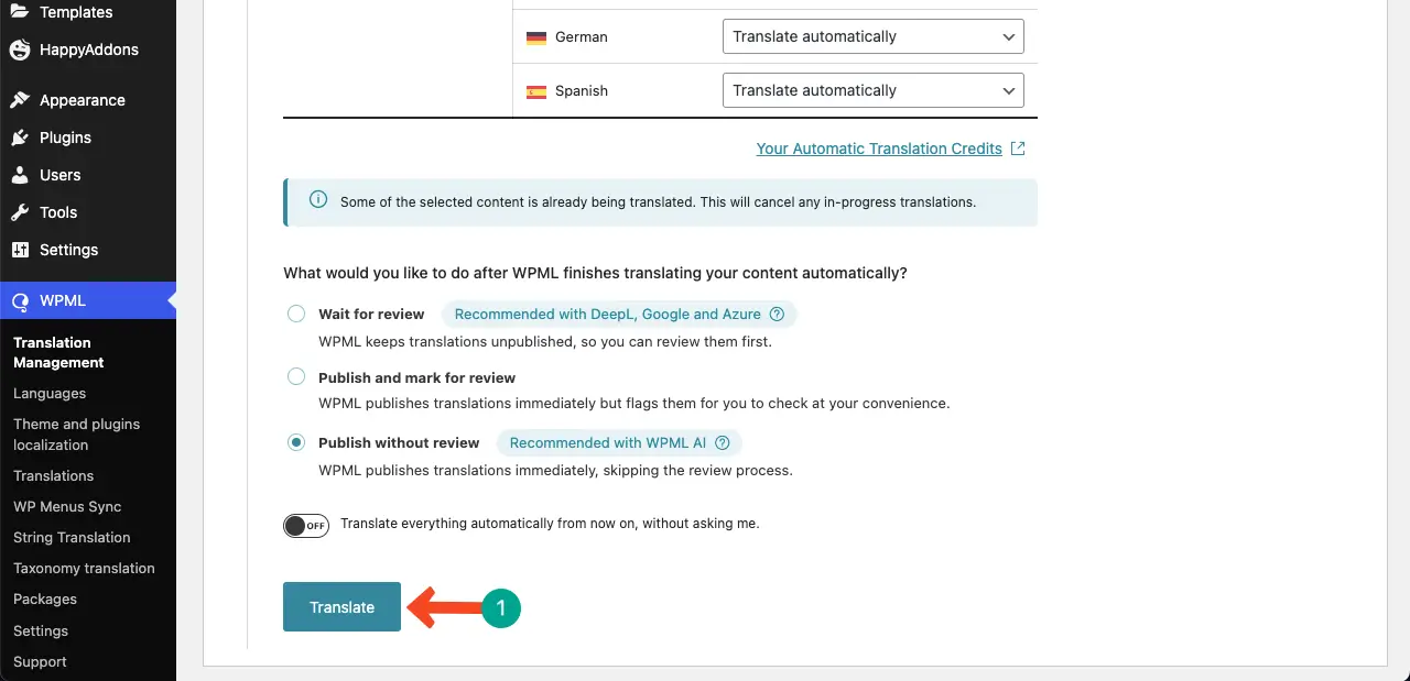 How To Build A Multilingual Website With Elementor And WPML 33 Begin translation