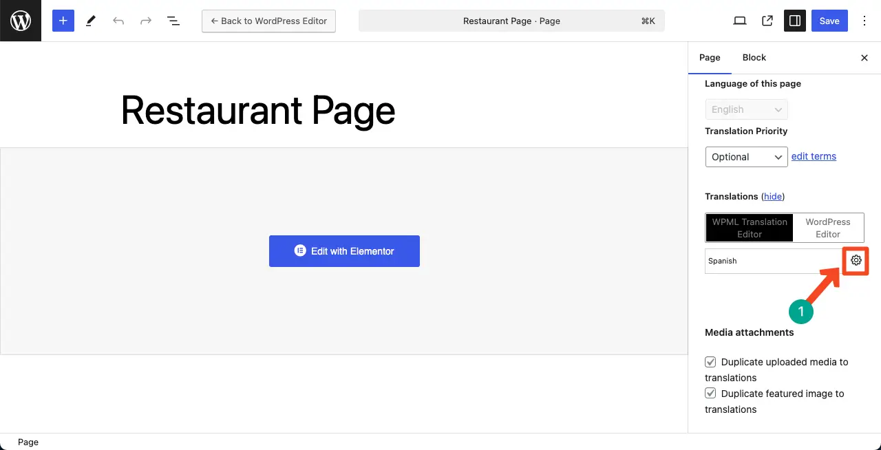 How To Build A Multilingual Website With Elementor And WPML 13 Go to the translation page