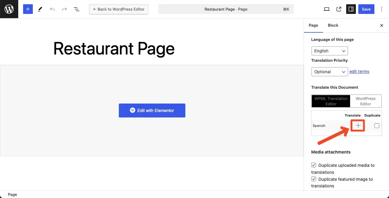 How To Build A Multilingual Website With Elementor And WPML 6 Language translating option on the editor