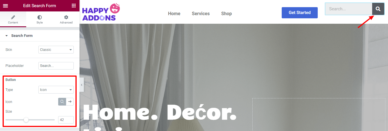 How To Add Elementor Search Icon To Website Menu 4 Manage Search Button Content