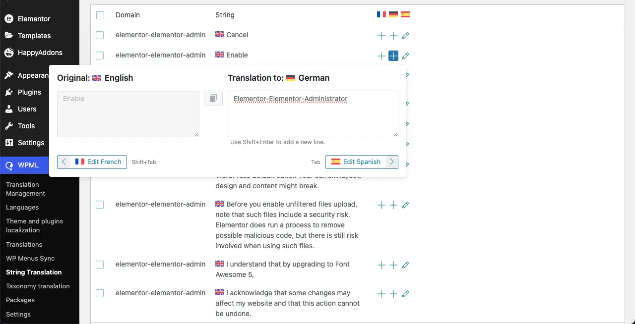 WPML Support for HappyAddons Free & Pro 15 Translate string languages