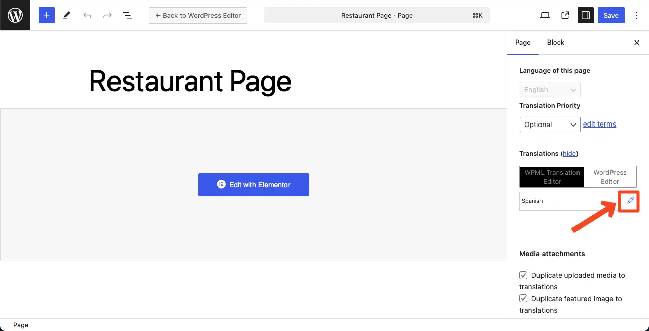 How To Build A Multilingual Website With Elementor And WPML 8 Translation edit icon