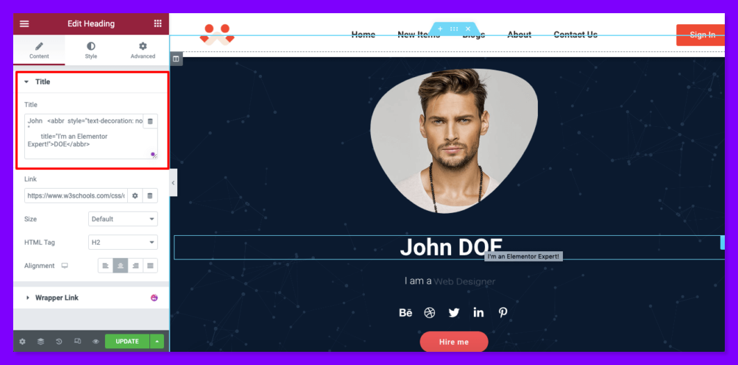 A Complete Guide On How To Add Tooltip In Elementor Website 9 Add tooltip code on HTML tag support fields of Happyaddons