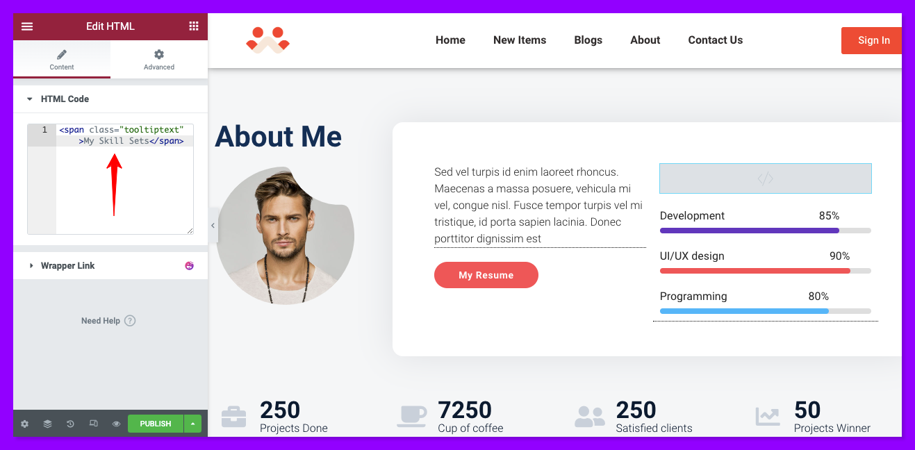A Complete Guide On How To Add Tooltip In Elementor Website 11 Type HTML code to add tooltips to your Elementor website