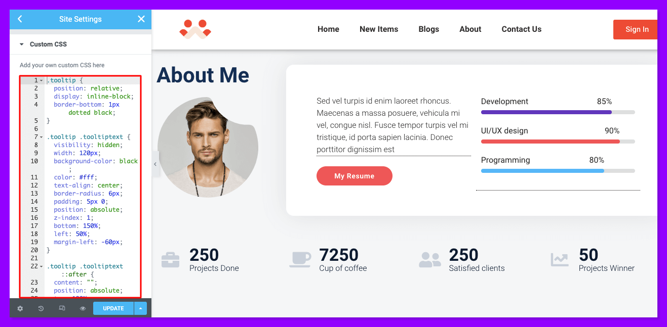 A Complete Guide On How To Add Tooltip In Elementor Website 12 Type custom CSS codes to stylize your Elementor tooltips
