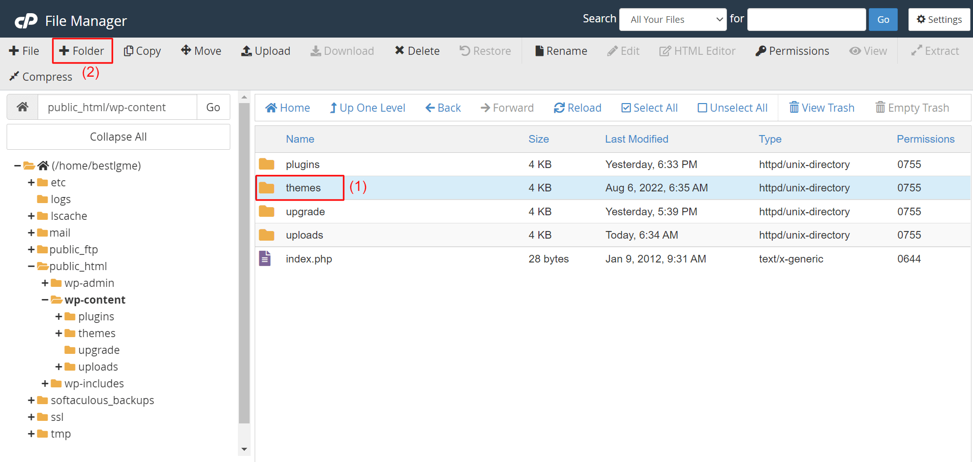 How to Create WordPress Child Theme With and Without Plugin 14 Create folder for Child Theme in cPanel