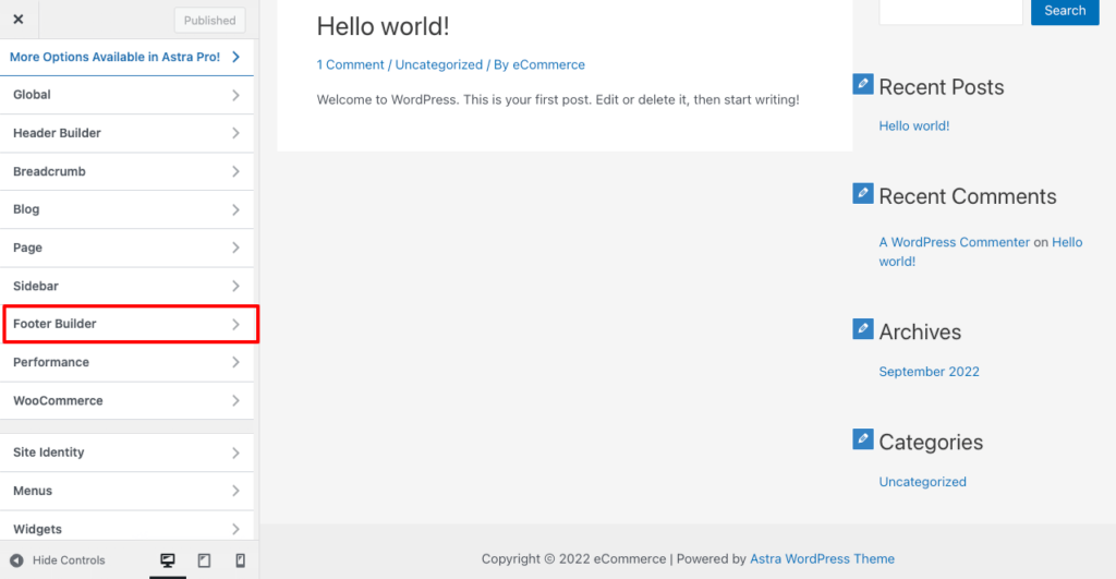 How to Change Footer Copyright Text in WordPress (In 4 Simple Ways) 4 Open Footer Builder