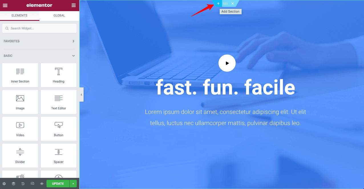 How To Create Elementor Sticky Transparent Header (Step By Step Guide) 11 Add a New Section to Create Header with Elementor