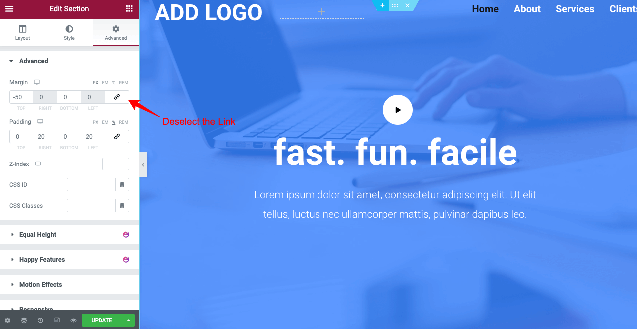 How To Create Elementor Sticky Transparent Header (Step By Step Guide) 16 Bring the Web Hero Section to the Top