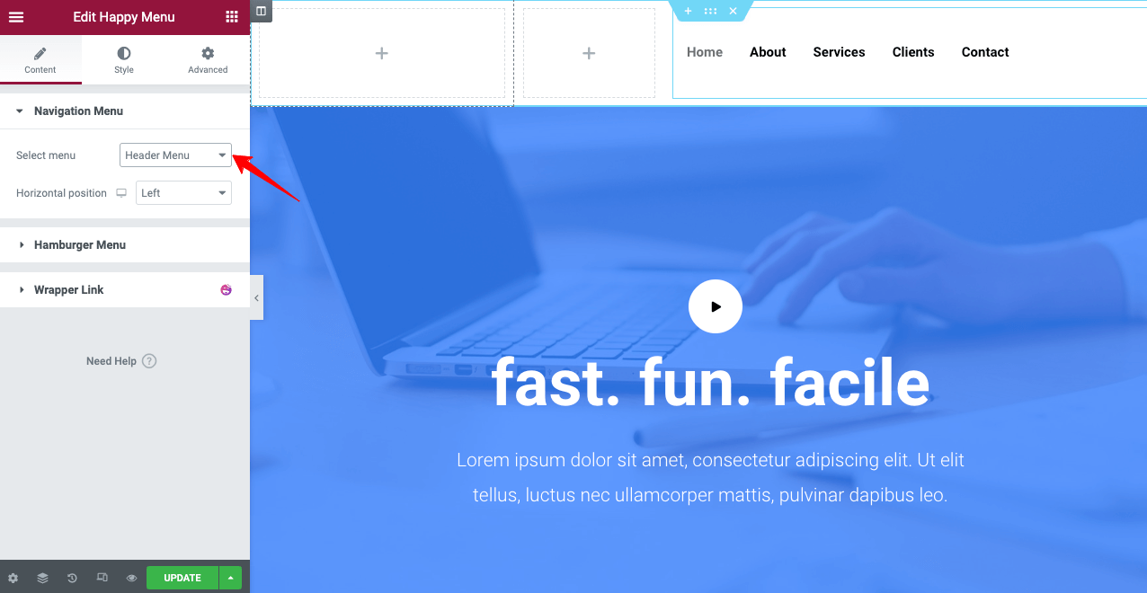How To Create Elementor Sticky Transparent Header (Step By Step Guide) 13 Create Menu with HappyAddons