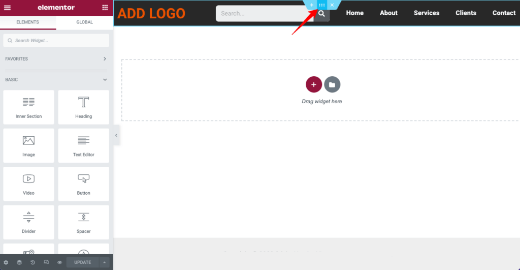 How To Create Elementor Sticky Transparent Header (Step By Step Guide) 6 Select the Elementor Header Section