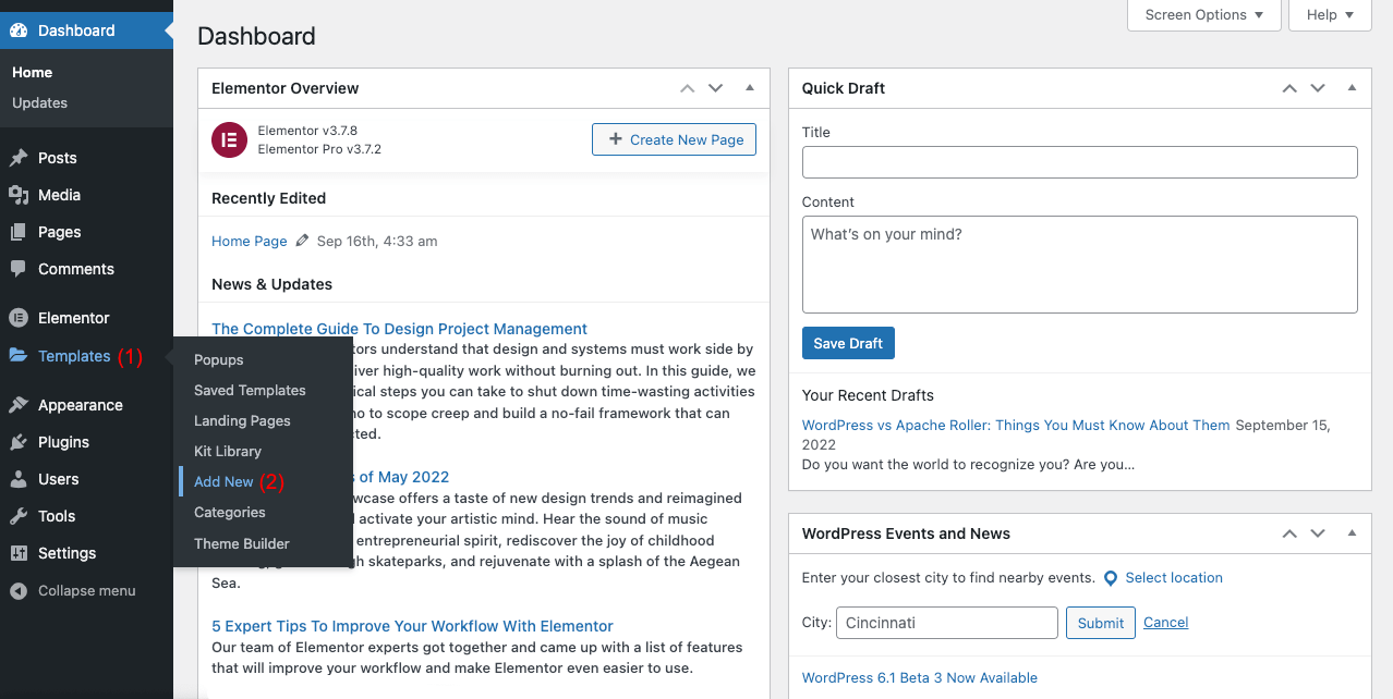 How To Create Elementor Sticky Transparent Header (Step By Step Guide) 2 Open Elementor Template Section