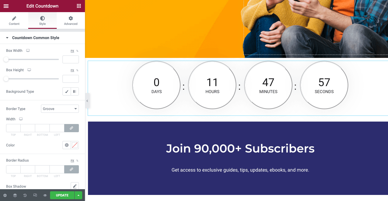 How to Design Black Friday and Cyber Monday Landing Pages on Your Website 17 Customize the countdown option on landing page