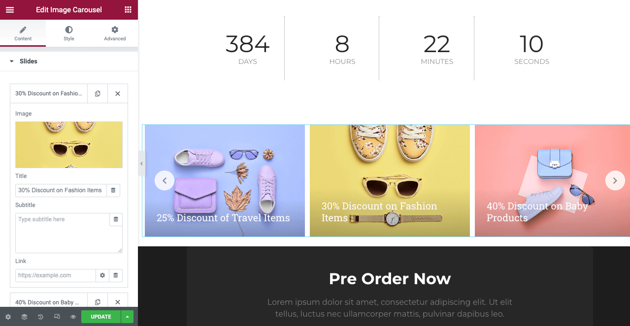 How to Design Black Friday and Cyber Monday Landing Pages on Your Website 12 Edit Image Carousel Slider on Your Black Friday Landing Page