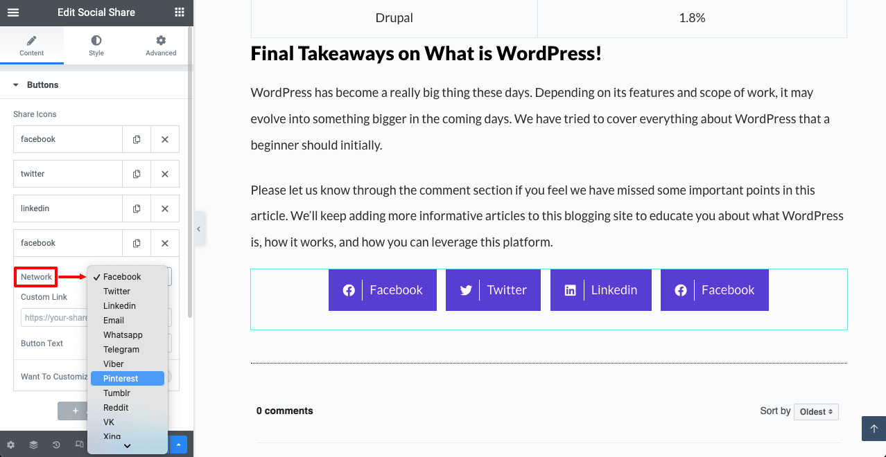 How to Add Social Media Share Buttons to WordPress Posts 11 Choose Your Social Share Buttons Using HappyAddons