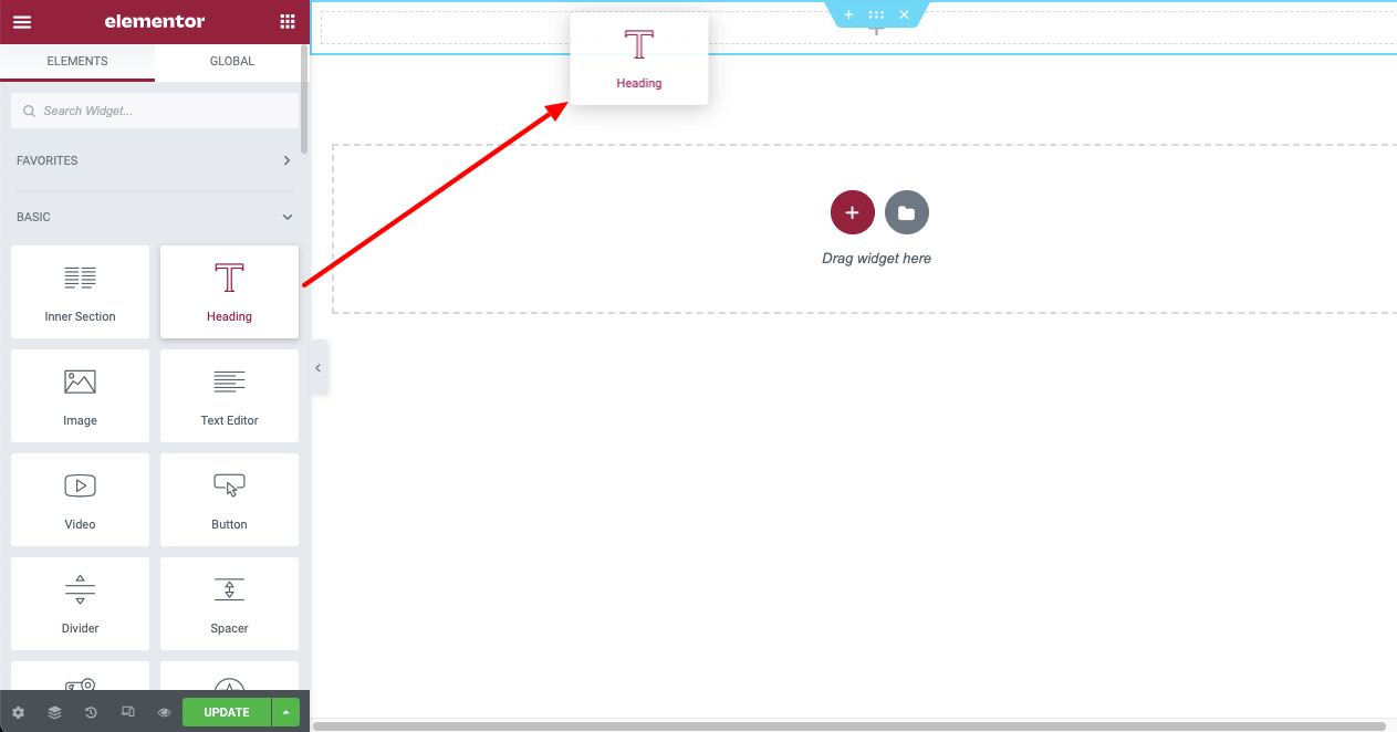 Step-by-Step Guide to Recreate Your Divi Website in Elementor 8 Drag and Drop Elementor Widget to the Canvas