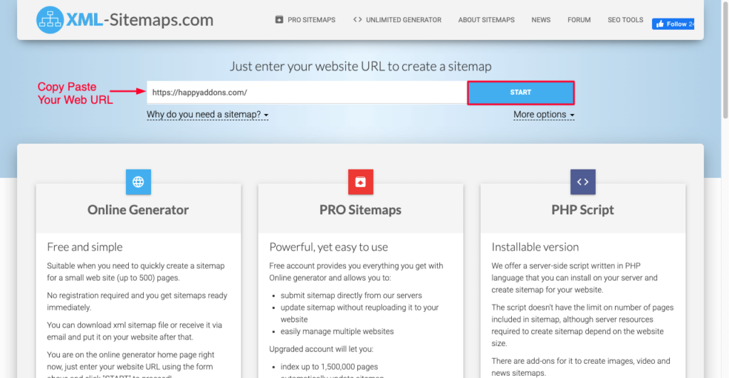 How to Create a Sitemap and Submit It to Google and Other Search Engines 15 Create Sitemap of Your Website from XML Sitemaps.com