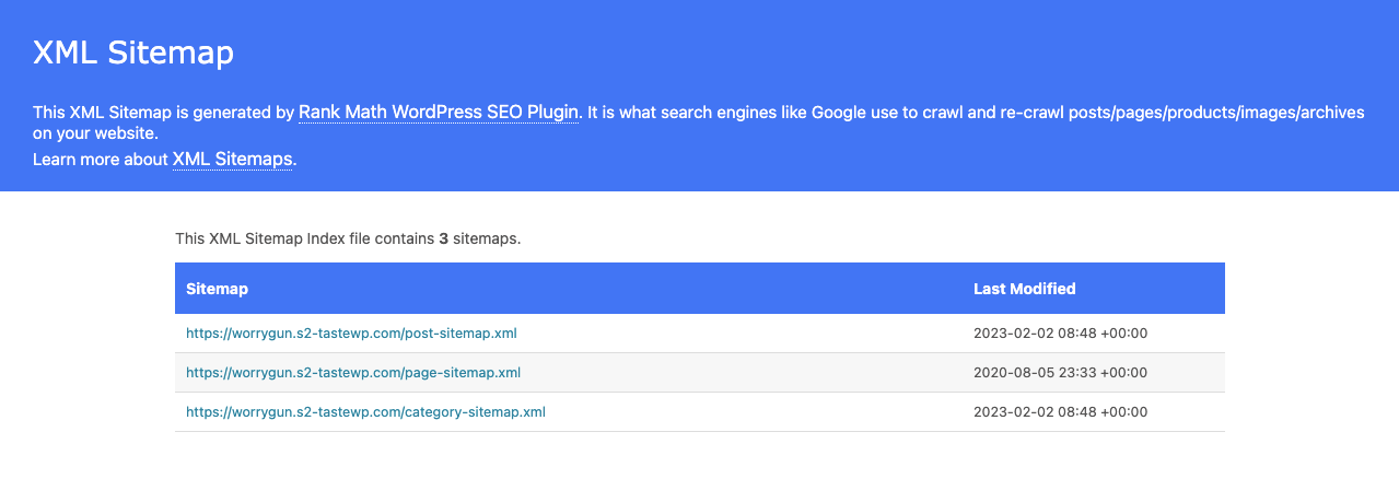 How to Create a Sitemap and Submit It to Google and Other Search Engines 7 Sitemap created by Rank Math SEO Plugin