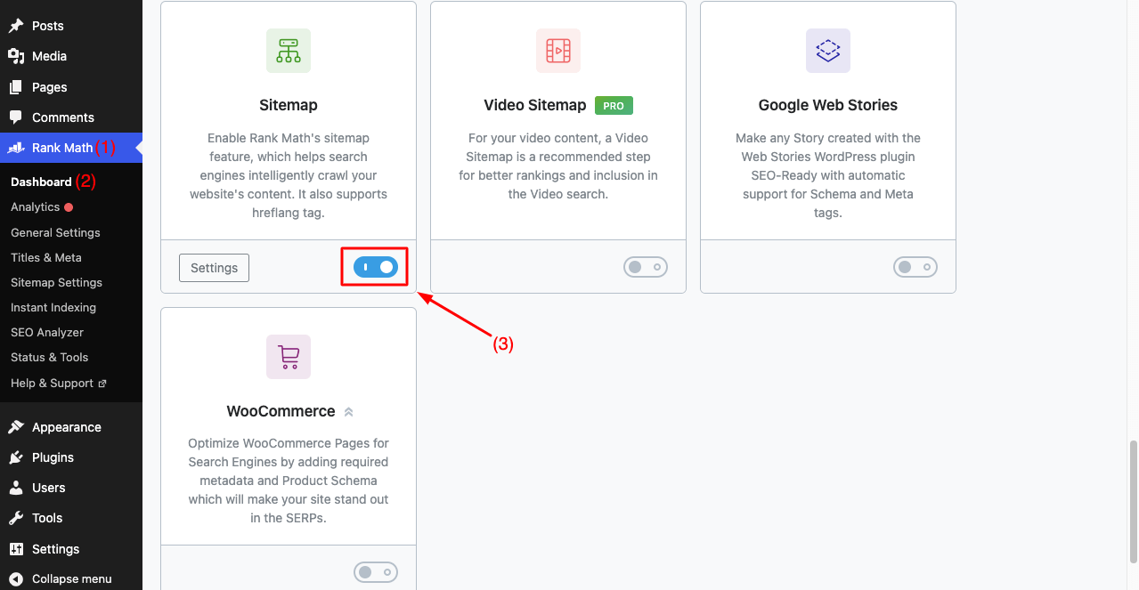 How to Create a Sitemap and Submit It to Google and Other Search Engines 5 Toggle On the Sitemap on Rank Math SEO