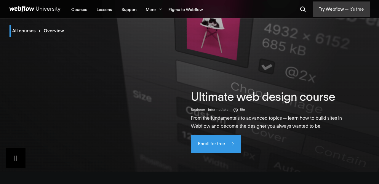 9+ Best Web Design Courses and Certifications to Maximize Your Earning Potential (Free and Paid) 3 Ultimate web design course of Webflow University