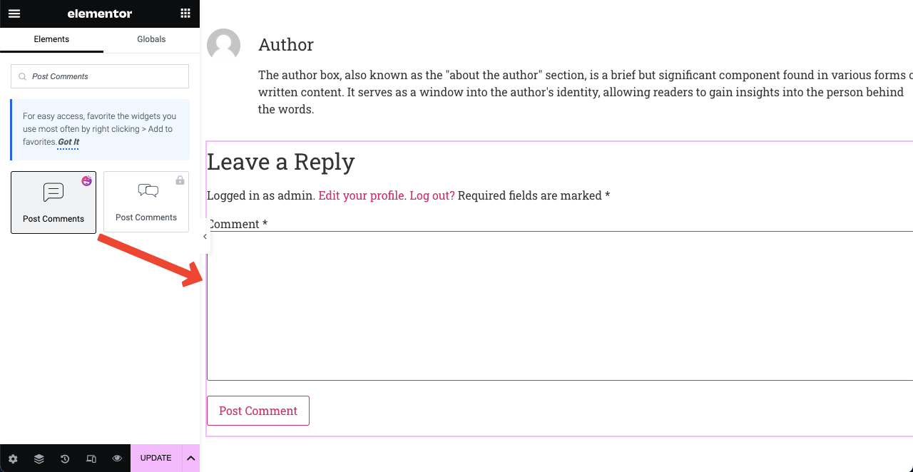 How to Create a Blog Post Template in Elementor Free with HappyAddons 18 Add Post Comment Box