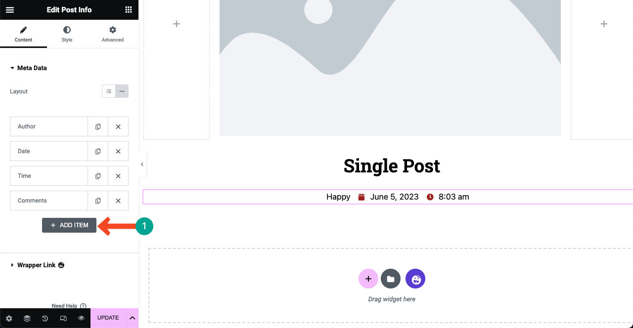 How to Create a Blog Post Template in Elementor Free with HappyAddons 10 Add more elements in the Post Info widget