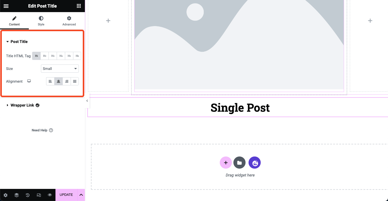 How to Create a Blog Post Template in Elementor Free with HappyAddons 8 Customize the Post Title