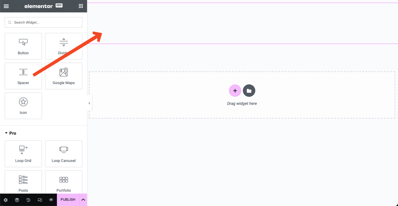 Introducing Elementor AI - Benefits, Use Cases, and How to Use It 10 Drag and drop the spacer widget