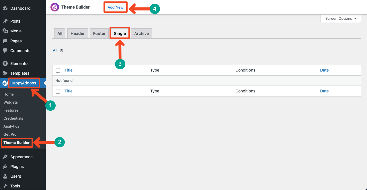 How to Create a Blog Post Template in Elementor Free with HappyAddons 2 Open a Single Template with the HappyAddons Theme Builder