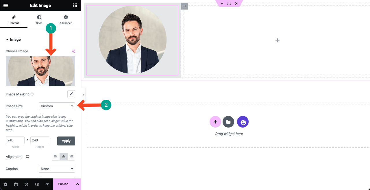 How to Create a Resume Website By Drag and Drop (Elementor) 9 Add Image and size it