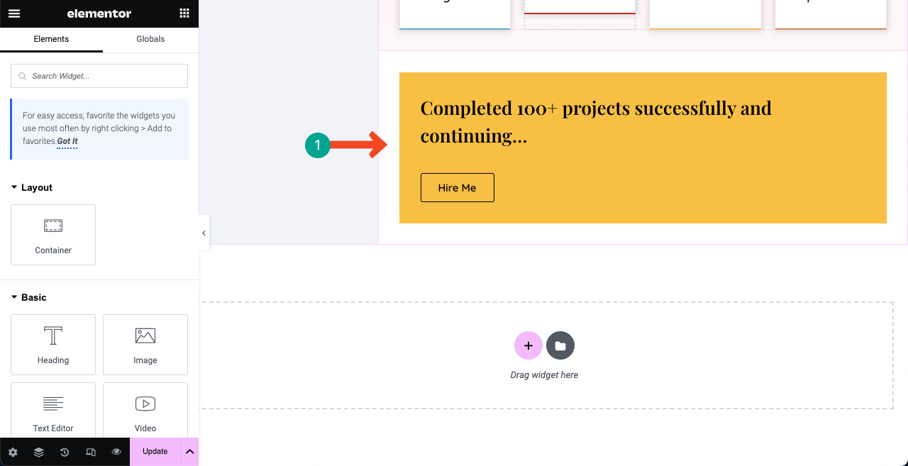 How to Create a Resume Website By Drag and Drop (Elementor) 17 Add a banner