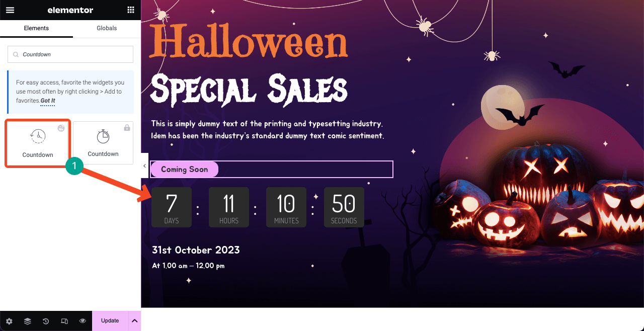 How to Design a Halloween Web Page in 2025 10 Add a countdown timer