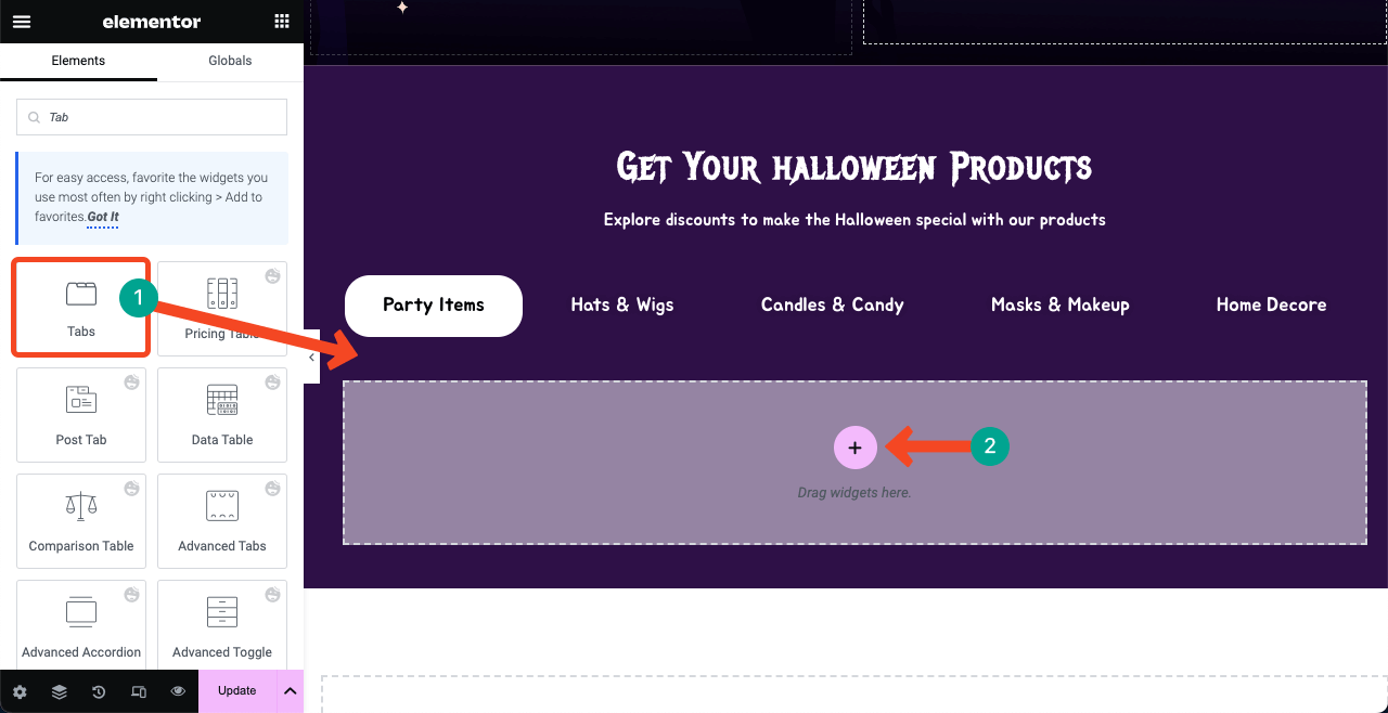 How to Design a Halloween Web Page in 2025 12 Add the Tag widget