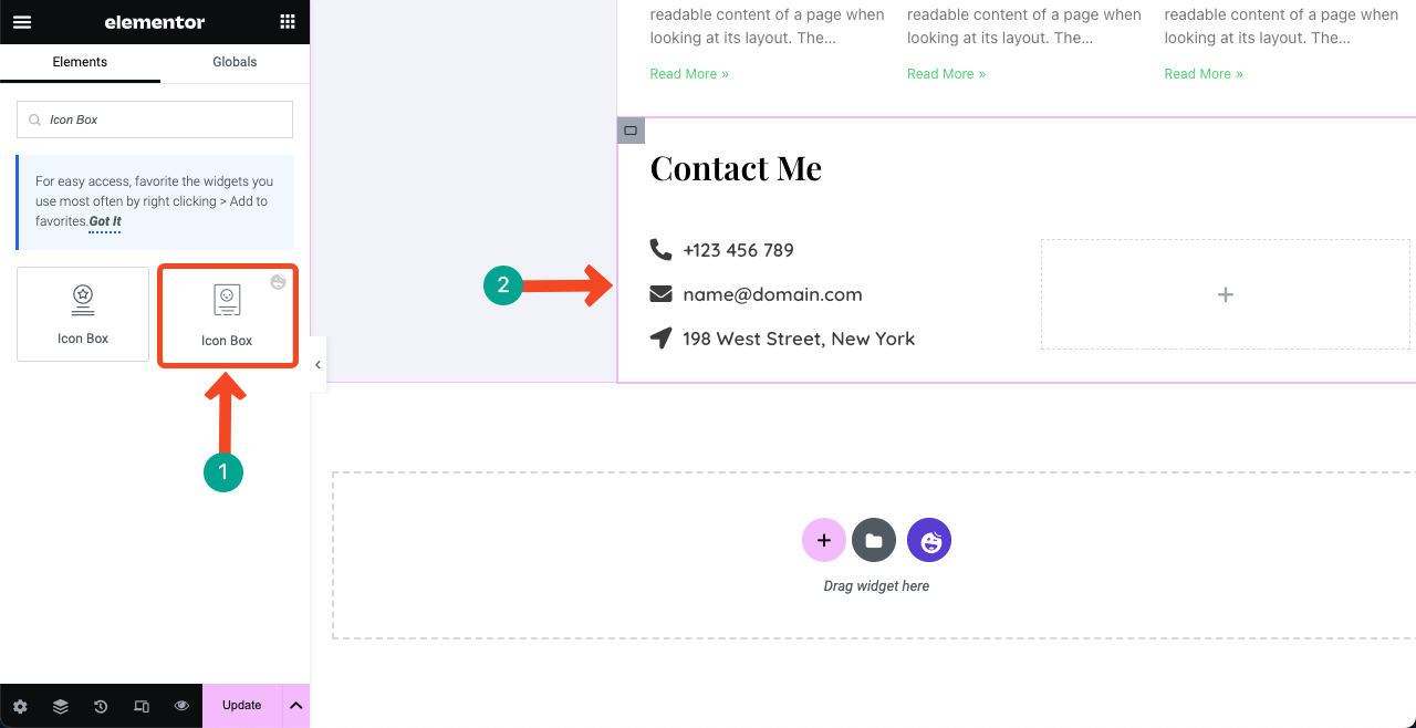 How to Create a Resume Website By Drag and Drop (Elementor) 24 Add your contact information